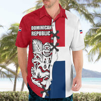 Dominican Republic Flag Half Zip Design Hawaiian Shirt with Coat of Arms and Taino Symbol - Wonder Print Shop