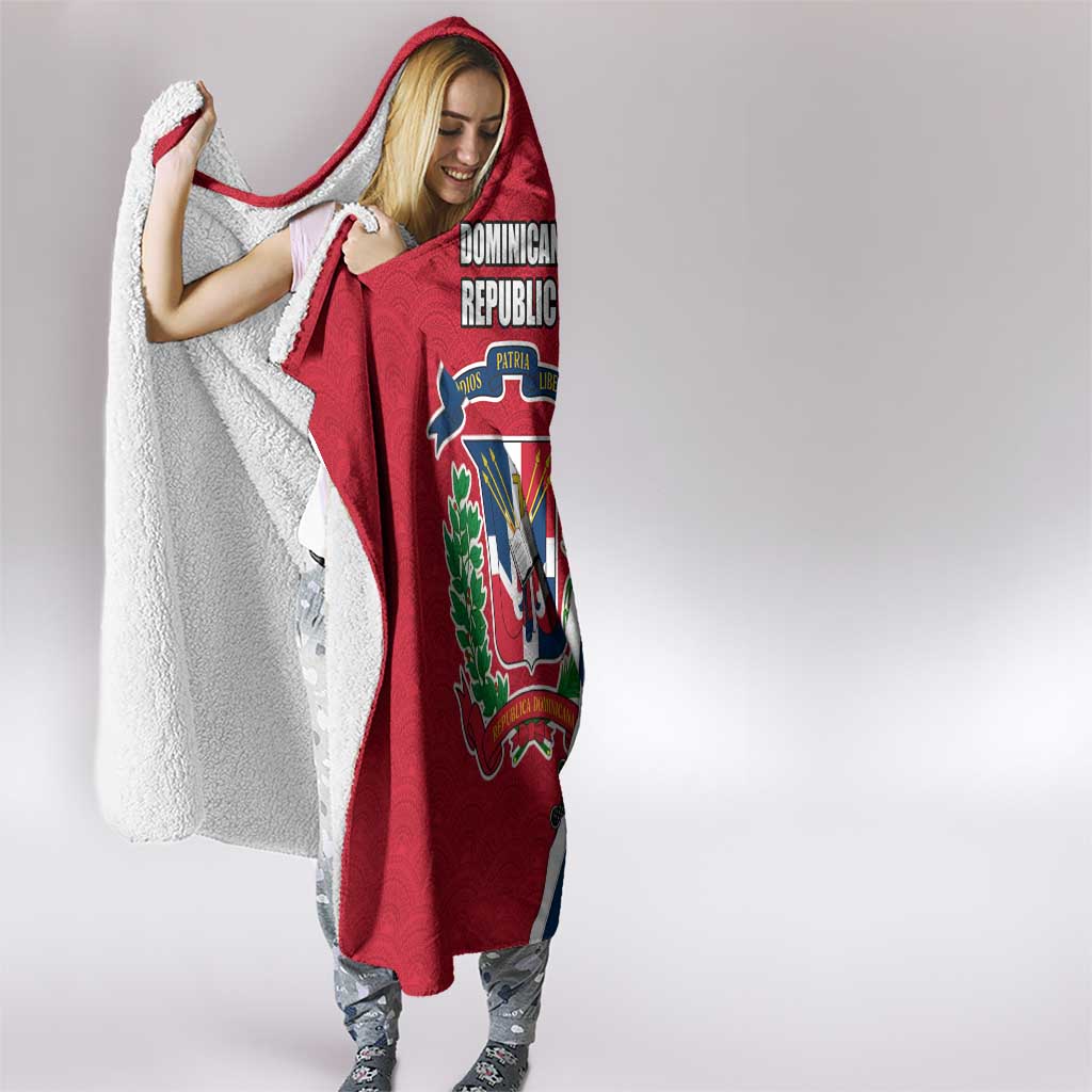 Dominican Republic Flag Half Zip Design Hooded Blanket with Coat of Arms and Taino Symbol - Wonder Print Shop