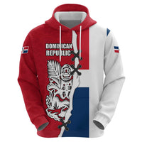 Dominican Republic Flag Half Zip Design Hoodie with Coat of Arms and Taino Symbol - Wonder Print Shop