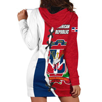 Dominican Republic Flag Half Zip Design Hoodie Dress with Coat of Arms and Taino Symbol - Wonder Print Shop