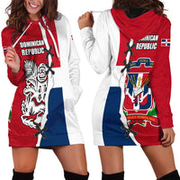 Dominican Republic Flag Half Zip Design Hoodie Dress with Coat of Arms and Taino Symbol - Wonder Print Shop