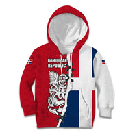 Dominican Republic Flag Half Zip Design Kid Hoodie with Coat of Arms and Taino Symbol - Wonder Print Shop