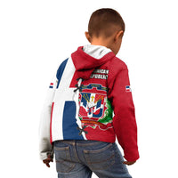Dominican Republic Flag Half Zip Design Kid Hoodie with Coat of Arms and Taino Symbol - Wonder Print Shop