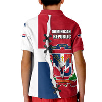 Dominican Republic Flag Half Zip Design Kid Polo Shirt with Coat of Arms and Taino Symbol - Wonder Print Shop