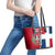 Dominican Republic Flag Half Zip Design Leather Tote Bag with Coat of Arms and Taino Symbol - Wonder Print Shop