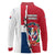 Dominican Republic Flag Half Zip Design Long Sleeve Polo Shirt with Coat of Arms and Taino Symbol - Wonder Print Shop
