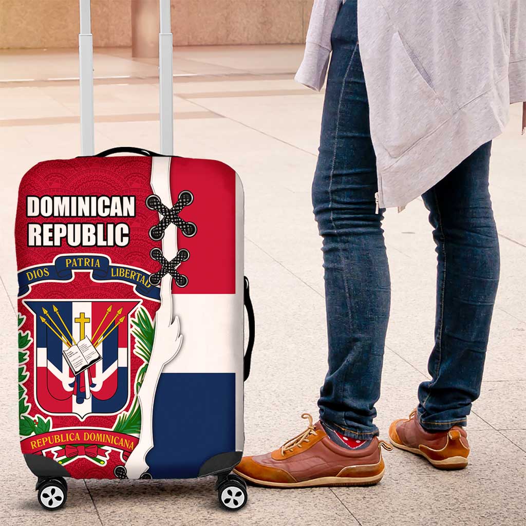 Dominican Republic Flag Half Zip Design Luggage Cover with Coat of Arms and Taino Symbol - Wonder Print Shop