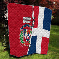 Dominican Republic Flag Half Zip Design Quilt with Coat of Arms and Taino Symbol - Wonder Print Shop