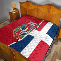 Dominican Republic Flag Half Zip Design Quilt with Coat of Arms and Taino Symbol - Wonder Print Shop