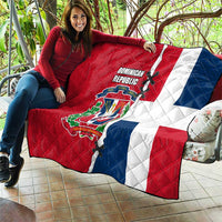 Dominican Republic Flag Half Zip Design Quilt with Coat of Arms and Taino Symbol - Wonder Print Shop