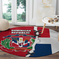Dominican Republic Flag Half Zip Design Round Carpet with Coat of Arms and Taino Symbol - Wonder Print Shop