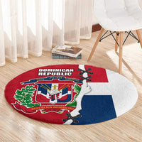 Dominican Republic Flag Half Zip Design Round Carpet with Coat of Arms and Taino Symbol - Wonder Print Shop