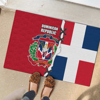 Dominican Republic Flag Half Zip Design Rubber Doormat with Coat of Arms and Taino Symbol - Wonder Print Shop