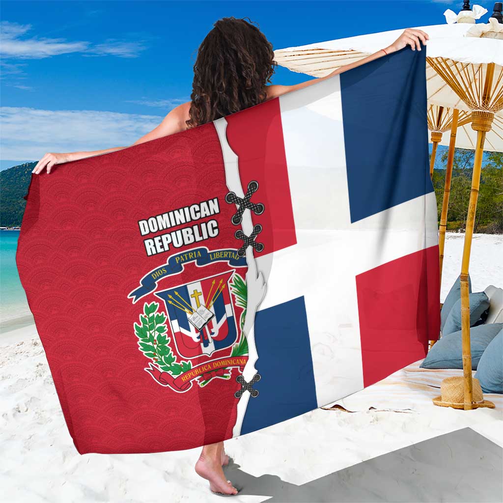 Dominican Republic Flag Half Zip Design Sarong with Coat of Arms and Taino Symbol - Wonder Print Shop