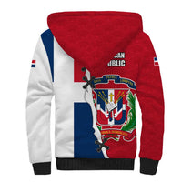 Dominican Republic Flag Half Zip Design Sherpa Hoodie with Coat of Arms and Taino Symbol - Wonder Print Shop