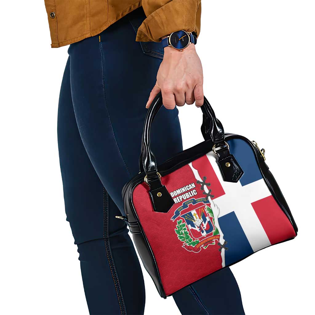 Dominican Republic Flag Half Zip Design Shoulder Handbag with Coat of Arms and Taino Symbol - Wonder Print Shop