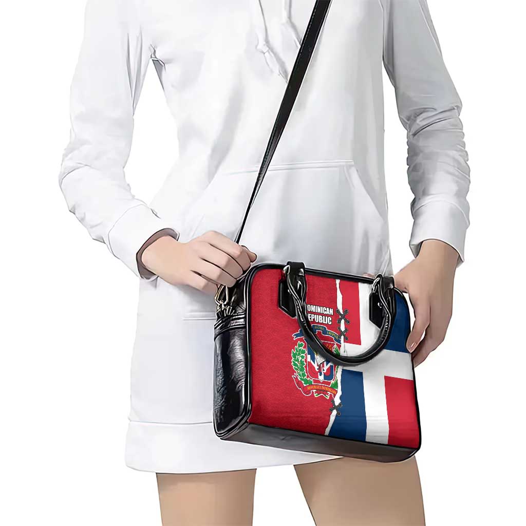 Dominican Republic Flag Half Zip Design Shoulder Handbag with Coat of Arms and Taino Symbol - Wonder Print Shop