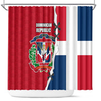 Dominican Republic Flag Half Zip Design Shower Curtain with Coat of Arms and Taino Symbol - Wonder Print Shop