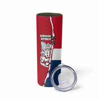 Dominican Republic Flag Half Zip Design Skinny Tumbler with Coat of Arms and Taino Symbol - Wonder Print Shop