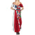 Dominican Republic Flag Half Zip Design Summer Maxi Dress with Coat of Arms and Taino Symbol - Wonder Print Shop