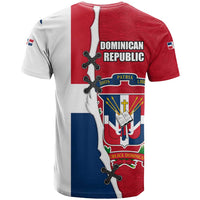 Dominican Republic Flag Half Zip Design T Shirt with Coat of Arms and Taino Symbol - Wonder Print Shop