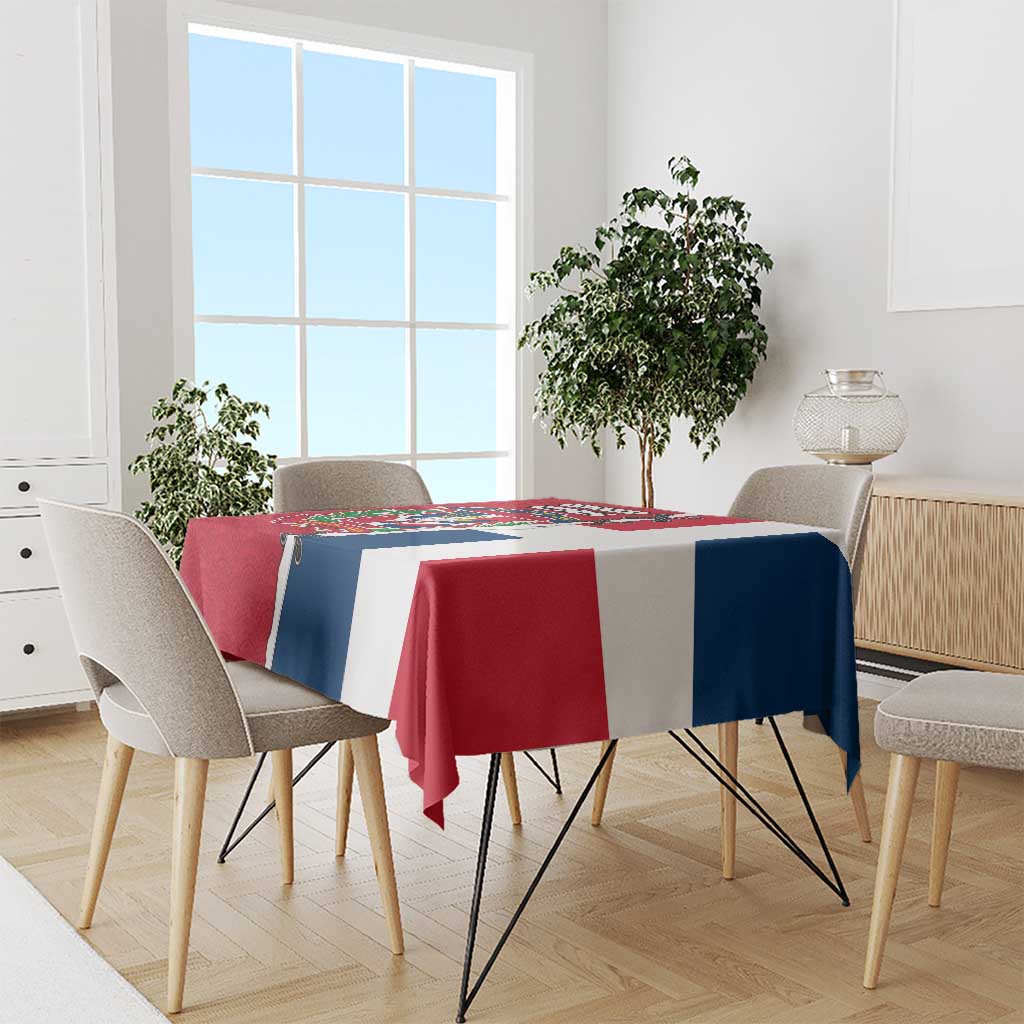 Dominican Republic Flag Half Zip Design Tablecloth with Coat of Arms and Taino Symbol - Wonder Print Shop