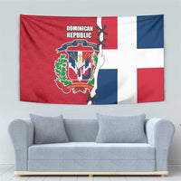Dominican Republic Flag Half Zip Design Tapestry with Coat of Arms and Taino Symbol - Wonder Print Shop