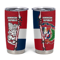 Dominican Republic Flag Half Zip Design Tumbler Cup with Coat of Arms and Taino Symbol - Wonder Print Shop