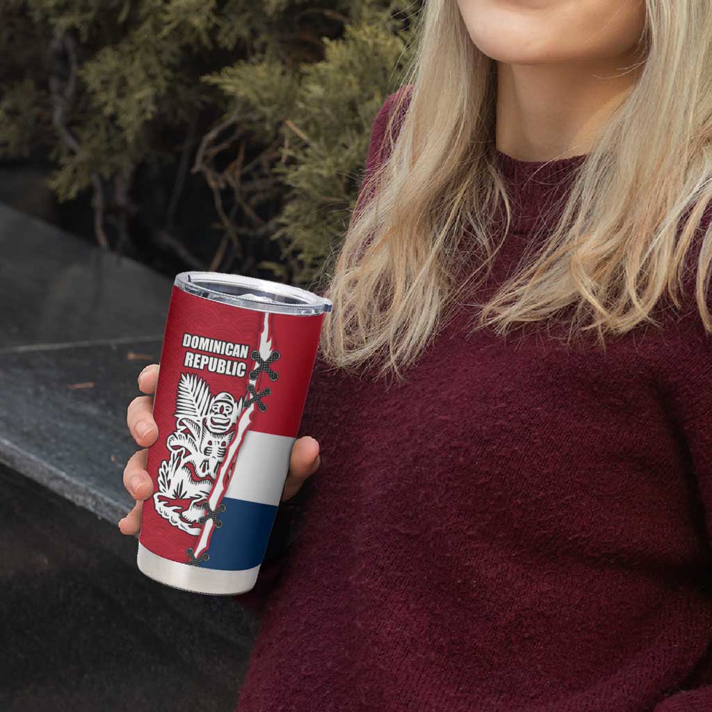 Dominican Republic Flag Half Zip Design Tumbler Cup with Coat of Arms and Taino Symbol - Wonder Print Shop