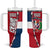 Dominican Republic Flag Half Zip Design Tumbler With Handle with Coat of Arms and Taino Symbol - Wonder Print Shop