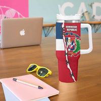 Dominican Republic Flag Half Zip Design Tumbler With Handle with Coat of Arms and Taino Symbol - Wonder Print Shop