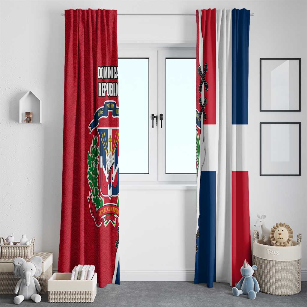 Dominican Republic Flag Half Zip Design Window Curtain with Coat of Arms and Taino Symbol - Wonder Print Shop
