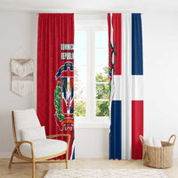 Dominican Republic Flag Half Zip Design Window Curtain with Coat of Arms and Taino Symbol - Wonder Print Shop