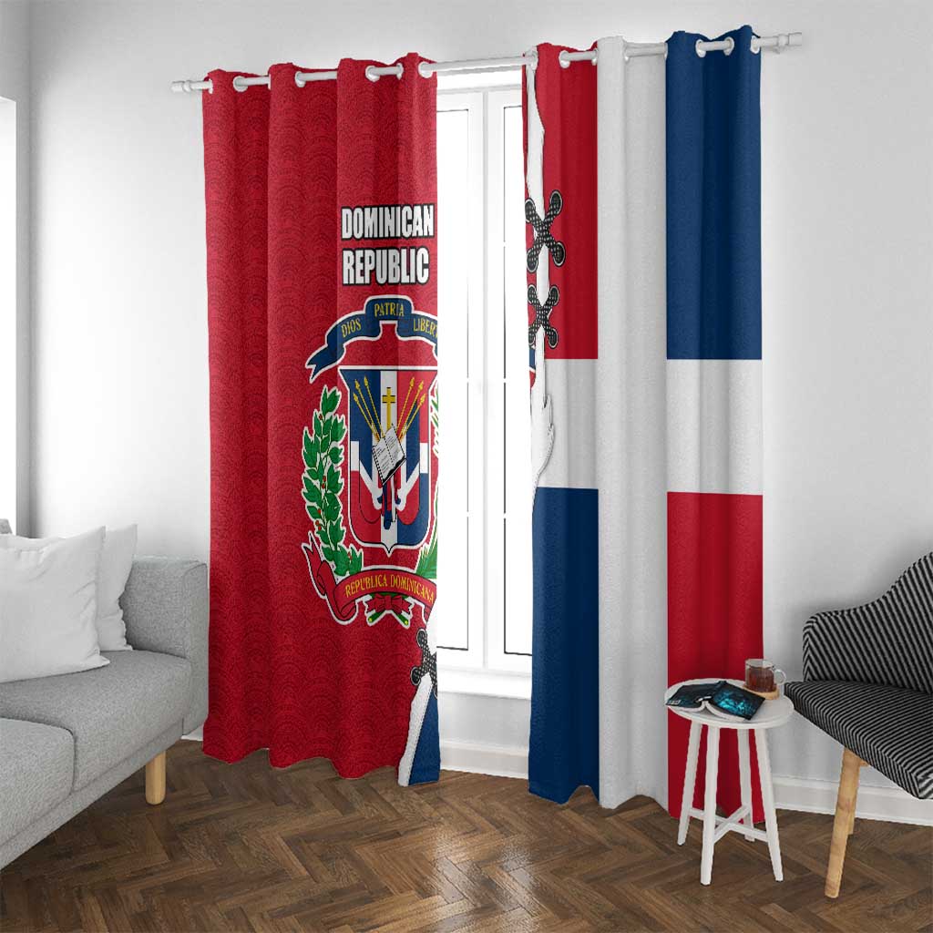 Dominican Republic Flag Half Zip Design Window Curtain with Coat of Arms and Taino Symbol - Wonder Print Shop