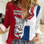 Dominican Republic Flag Half Zip Design Women Casual Shirt with Coat of Arms and Taino Symbol - Wonder Print Shop