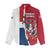 Dominican Republic Flag Half Zip Design Women Casual Shirt with Coat of Arms and Taino Symbol - Wonder Print Shop