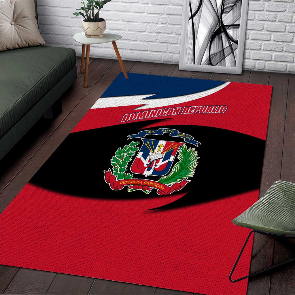 Dominican Republic Flag Area Rug with Map National Coat of Arms Island Silhouette - Wonder Print Shop
