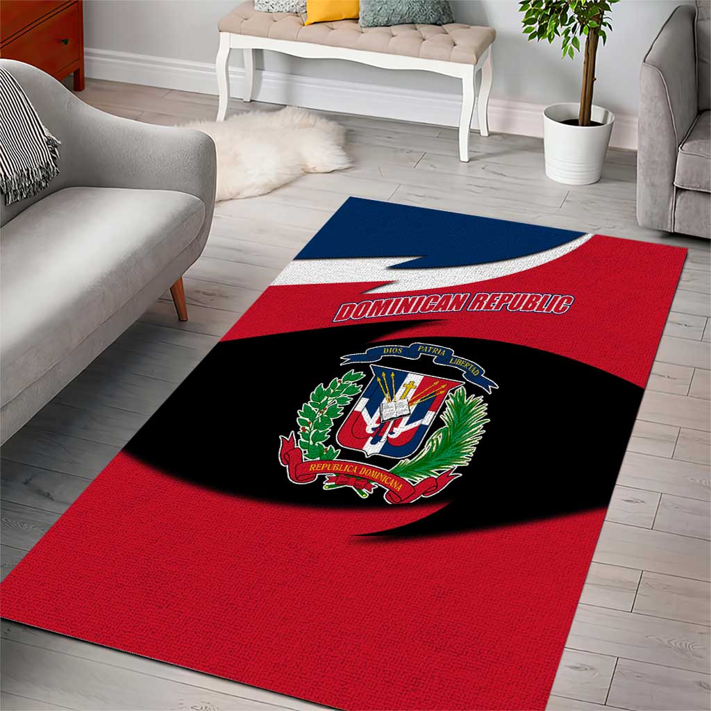 Dominican Republic Flag Area Rug with Map National Coat of Arms Island Silhouette - Wonder Print Shop