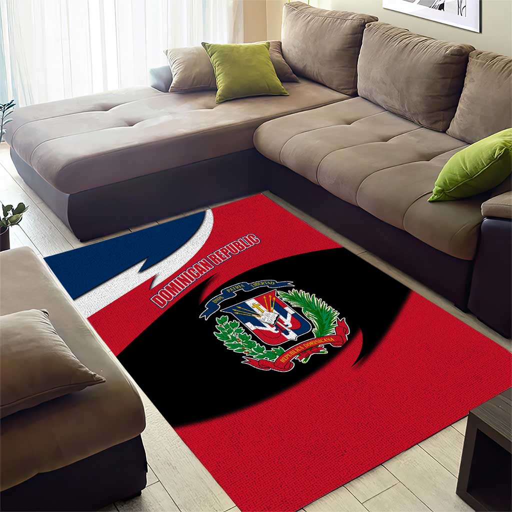 Dominican Republic Flag Area Rug with Map National Coat of Arms Island Silhouette - Wonder Print Shop