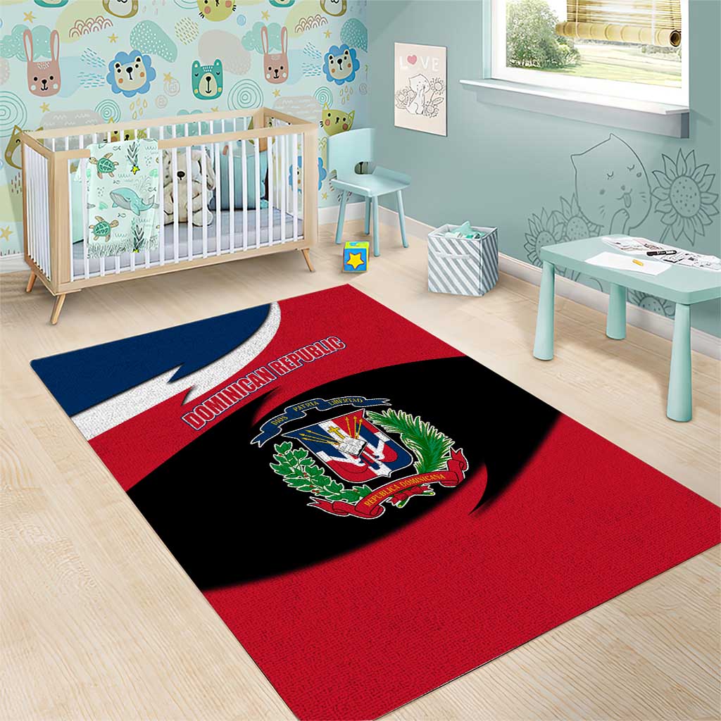 Dominican Republic Flag Area Rug with Map National Coat of Arms Island Silhouette - Wonder Print Shop
