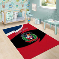 Dominican Republic Flag Area Rug with Map National Coat of Arms Island Silhouette - Wonder Print Shop