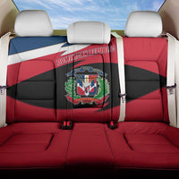 Dominican Republic Flag Back Car Seat Cover with Map National Coat of Arms Island Silhouette - Wonder Print Shop