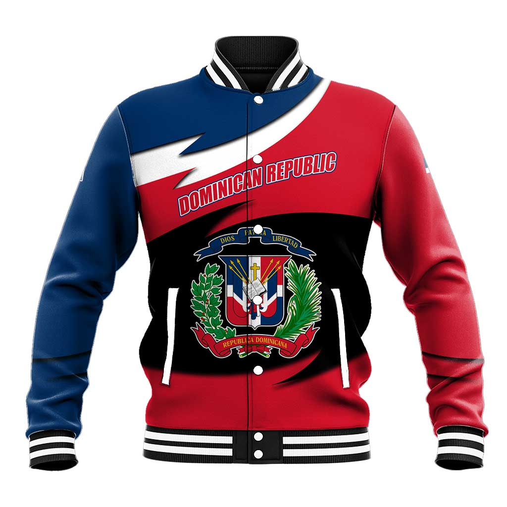 Dominican Republic Flag Baseball Jacket with Map National Coat of Arms Island Silhouette - Wonder Print Shop