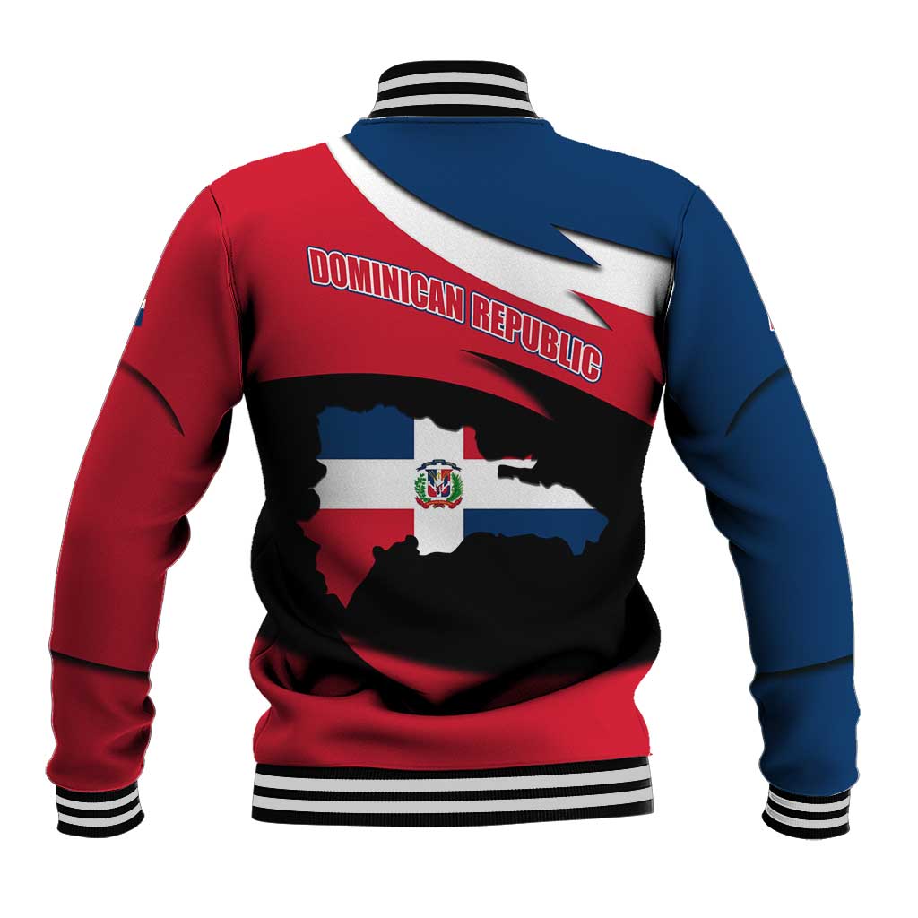Dominican Republic Flag Baseball Jacket with Map National Coat of Arms Island Silhouette - Wonder Print Shop