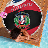 Dominican Republic Flag Beach Blanket with Map National Coat of Arms Island Silhouette - Wonder Print Shop