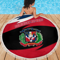 Dominican Republic Flag Beach Blanket with Map National Coat of Arms Island Silhouette - Wonder Print Shop