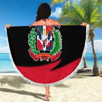 Dominican Republic Flag Beach Blanket with Map National Coat of Arms Island Silhouette - Wonder Print Shop