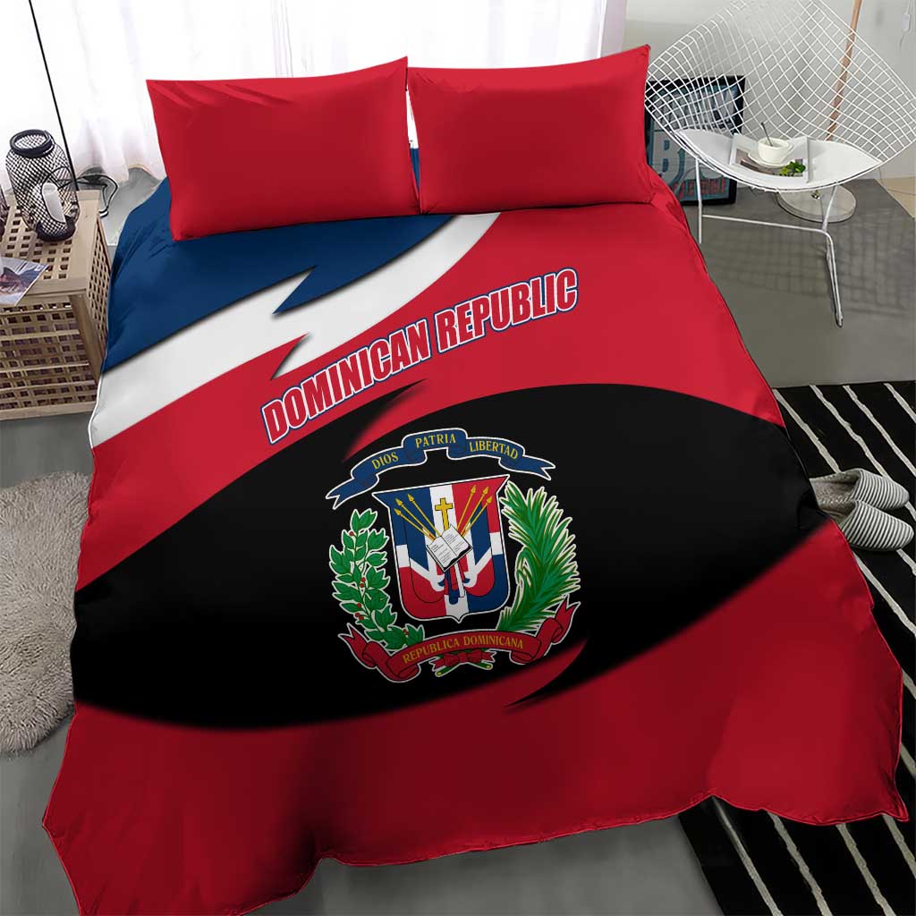 Dominican Republic Flag Bedding Set with Map National Coat of Arms Island Silhouette - Wonder Print Shop