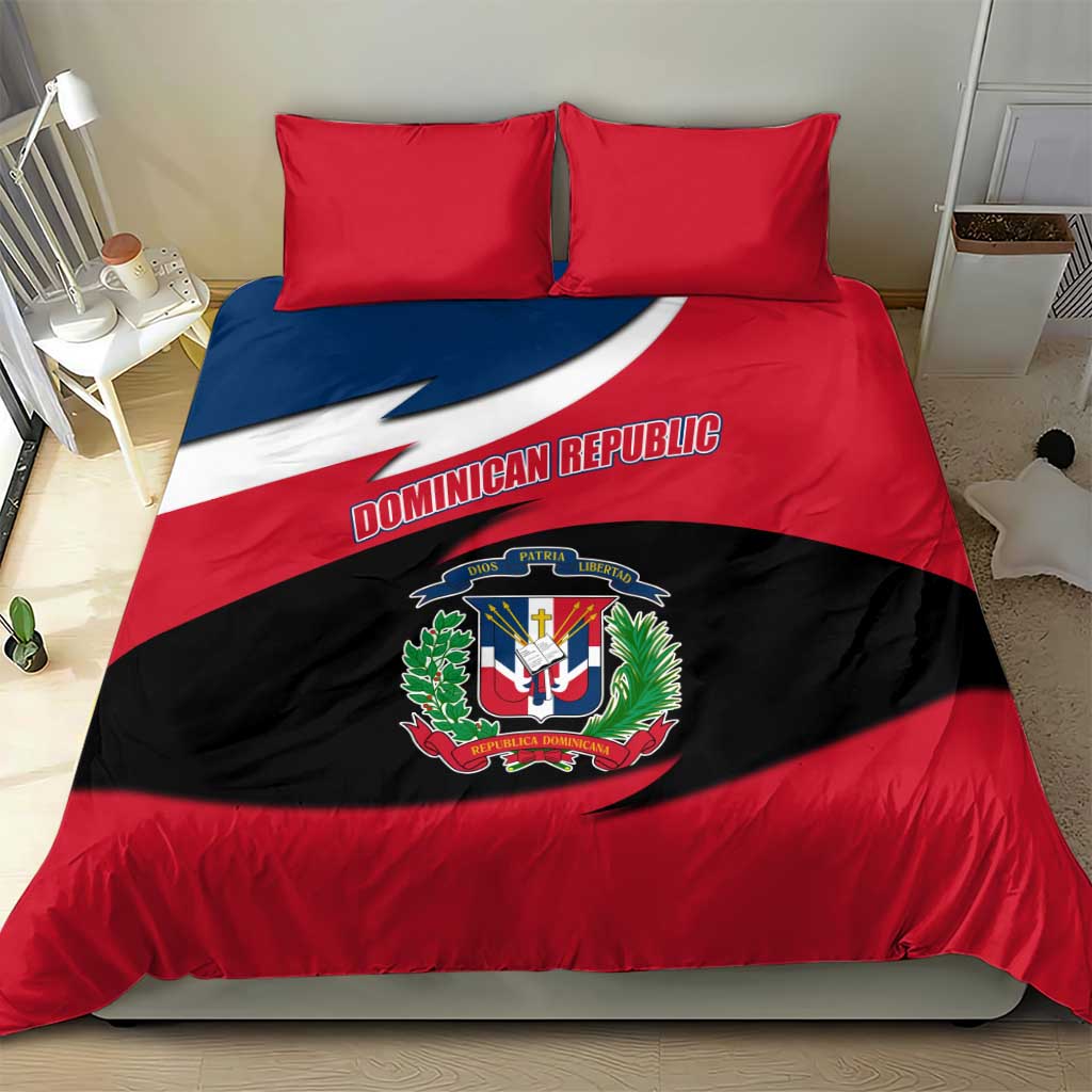 Dominican Republic Flag Bedding Set with Map National Coat of Arms Island Silhouette - Wonder Print Shop