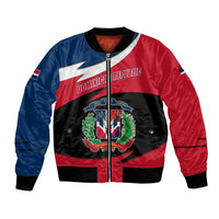 Dominican Republic Flag Bomber Jacket with Map National Coat of Arms Island Silhouette - Wonder Print Shop